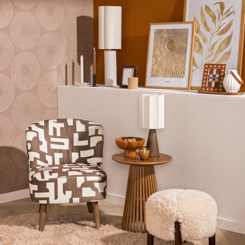 Fauteuil japandi - beige - 69x66x56 cm